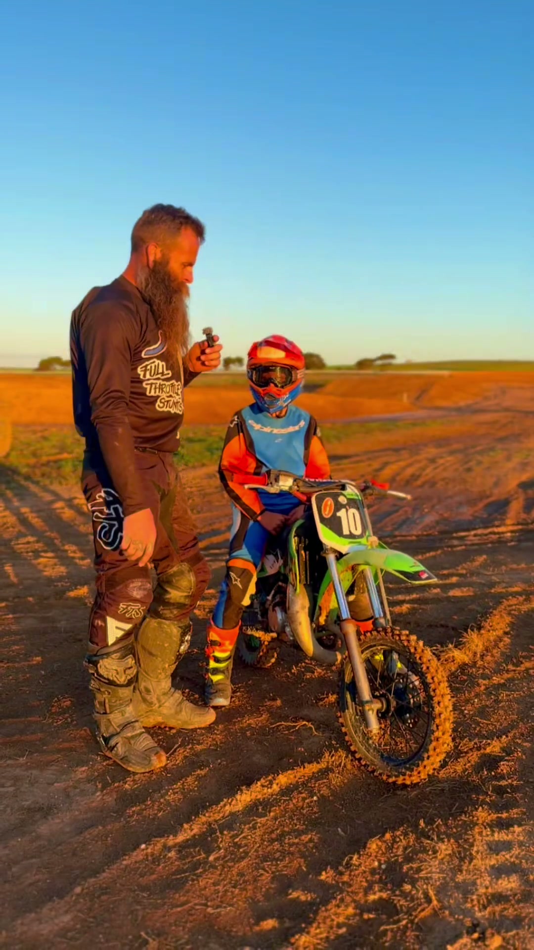 Australian dirt-bike family enjoying a riding weekend