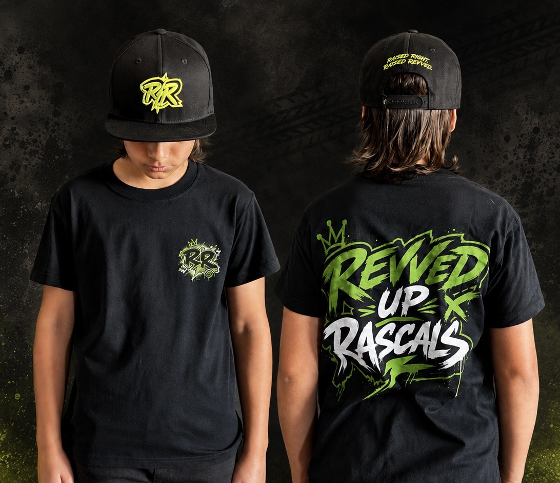 Rascal Crew Tee — front chest RR mark on a black heavyweight tee